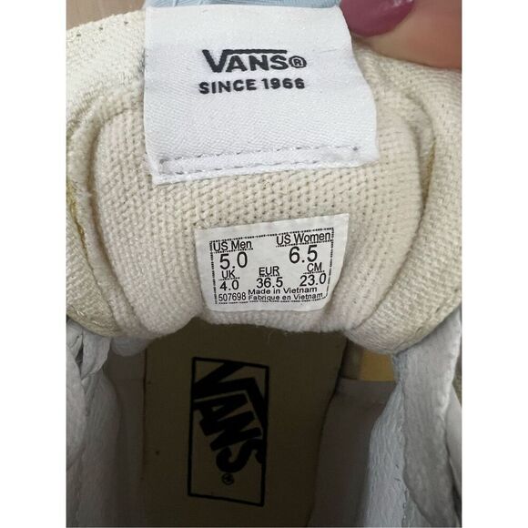 Vans Pastel Block Sk8-Hi Shoes Size Women 6.5 Men 5 Pink Yellow Canvas - Picture 8 of 11